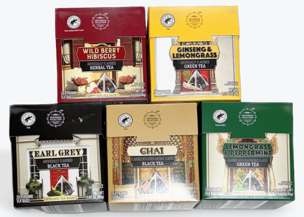 Chai, Earl Grey, Wild Berry Hibiscus, Ginseng & Lemongrass & Lemongrass & Peppermint Tea…..