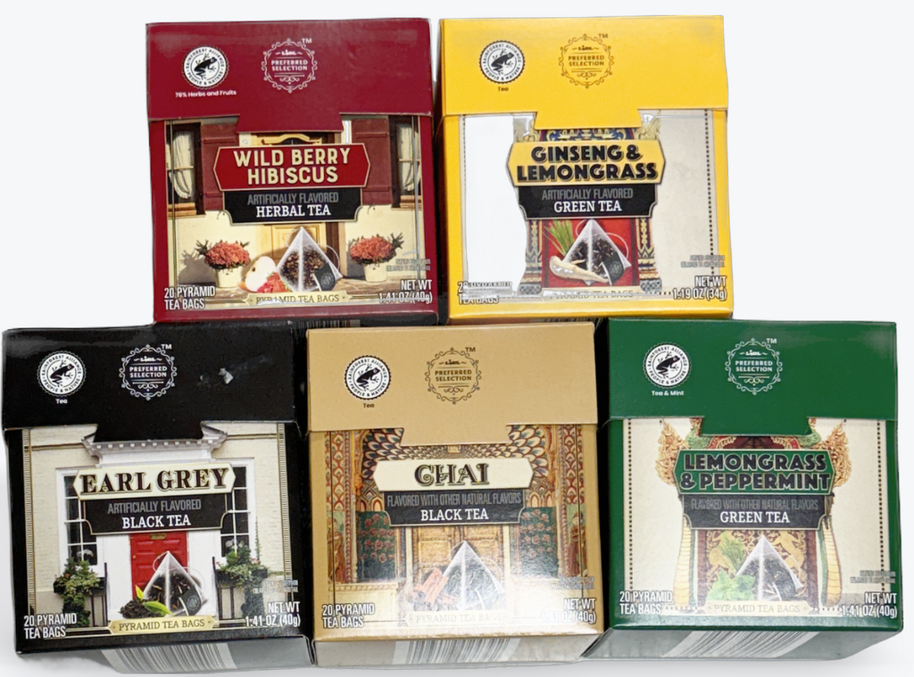 Chai, Earl Grey, Wild Berry Hibiscus, Ginseng & Lemongrass & Lemongrass & Peppermint Tea…..