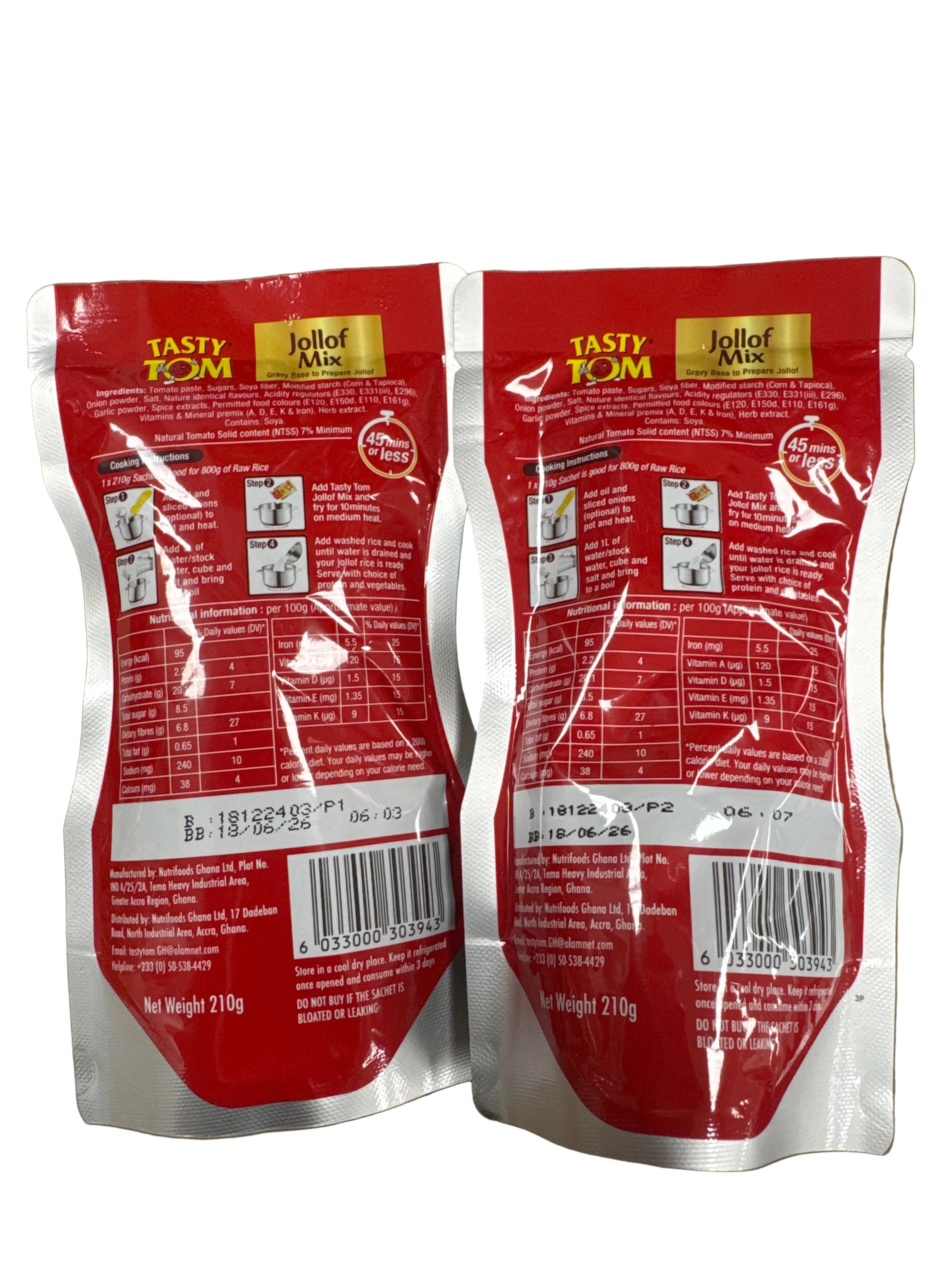 Tasty tom Jollof Mix 210g 2-packs