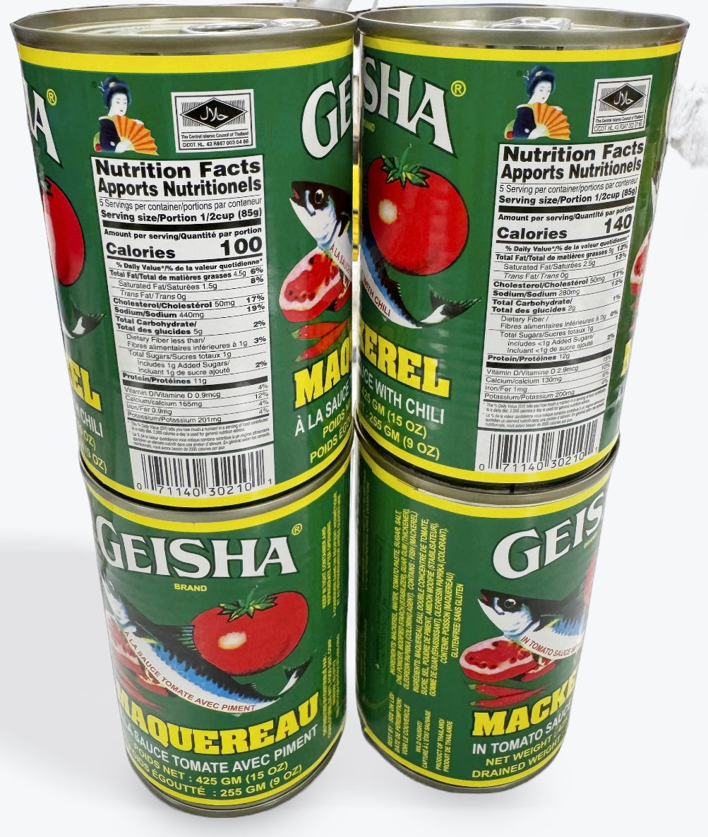 Geisha Mackerel in Sauce 15oz 4-packs